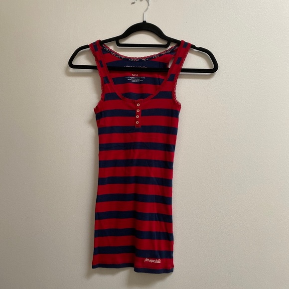 Aeropostale Lace Trim Striped Racerback Tank Top - Picture 2 of 4